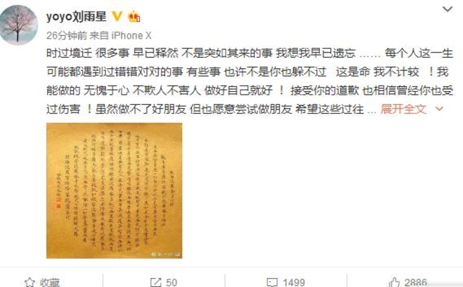 张檬承认整容和当小三 向刘雨欣道歉被接受 